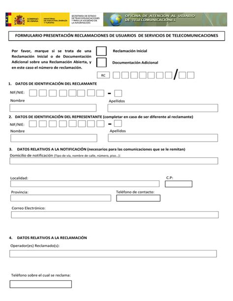 Acceso Al Formulario De Reclamaciones Por Escrito