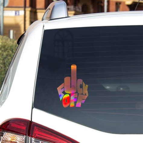Fuck Off Middle Finger Decal Bumper Sticker Personalized Etsy