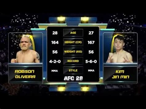AFC28 플라이급 챔피언 방어전! 롭슨 올리베이라 VS 김진민 - YouTube