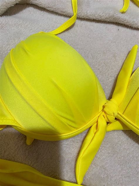 Yellow Push Up Bikini Women S Fashion Swimwear Bikinis Swimsuits On Carousell