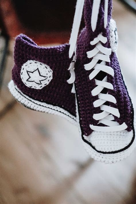 Crochet Slippers Crochet Pattern Crochet Converse Shoes Etsy