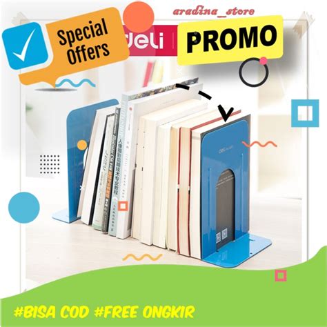 Jual Deli E Metal Book End Mm Penyangga Penahan Buku Pembatas