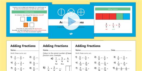 Adding Fractions Powerpoint And Worksheets Teacher Made