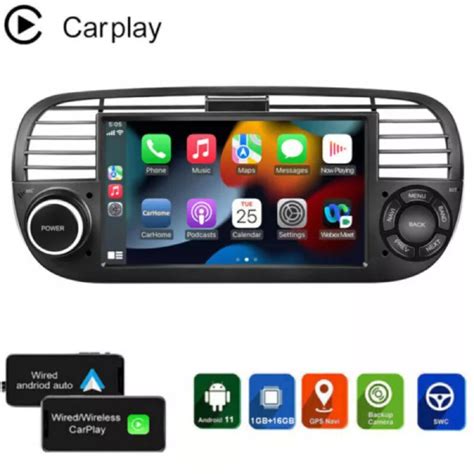 PER FIAT 500 2007 2015 Autoradio Android 11 Carplay GPS Navi BT WIFI