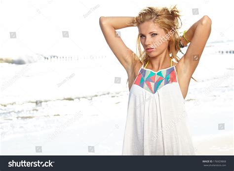 Adorable Sexy Girl Bikini Enjoying Summer Stock Photo