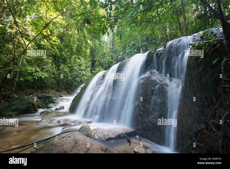 Waterfall In The Deep Rain Forest In Malaysia Stock Photo Alamy