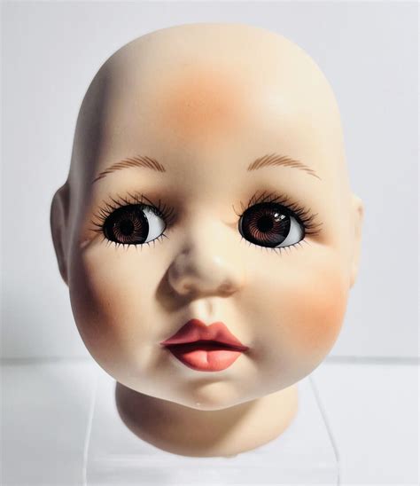 Vintage Porcelain Doll Head 45” Parts For 17” 18” Dolls Brown Eyes