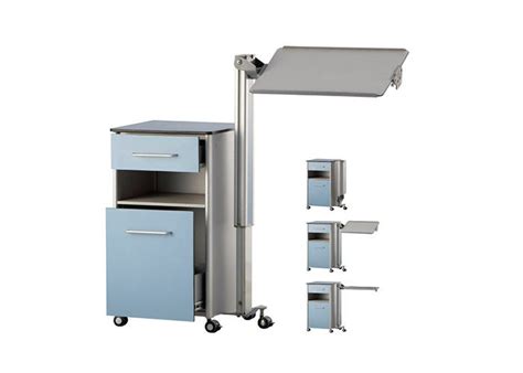 Abs Mobile Medical Bedside Cabinet On Wheels With Tilting Table