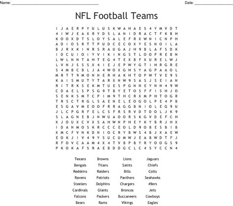 Nfl Football Teams Word Search Wordmint Word Search Printable