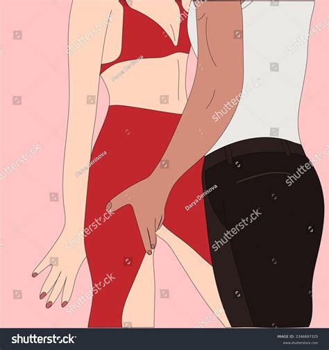 Nude Man Touching Nude Woman Breast Over Royalty Free Licensable Stock Illustrations