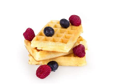 Belgium Waffles With Fresh Berries Stock Photo Image Of Gold Crispy