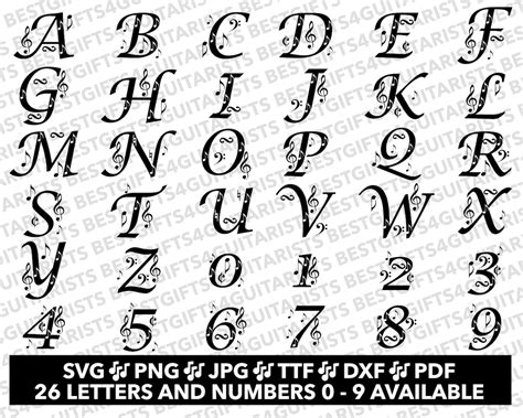 Music Font Svg Music Note Font For Cricut Music Notes Alphabet