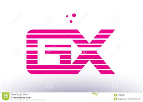 Gx G X Pink Purple Line Stripe Alphabet Letter Logo Vector Template