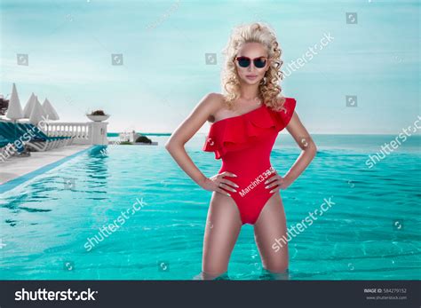 Sexy Elegant Woman Bikini Pool Bikini Stock Photo Shutterstock