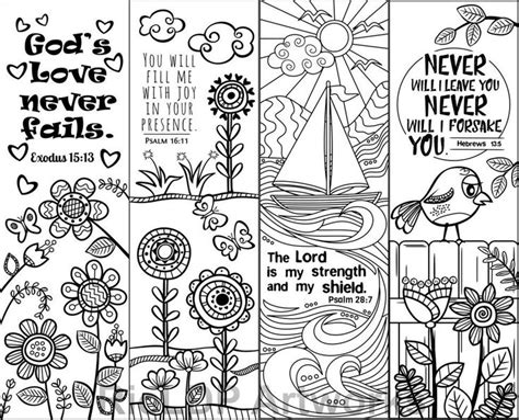 Bible Verse Coloring Bookmarks 1 Corinthians 16 Psalm 28 Exodus 15