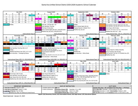 Santa Ana Unified School District Calendar 25 26 Rev Pdf Educounty