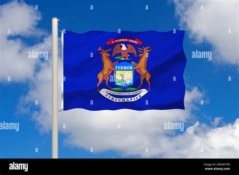 The flag of Michigan, state, USA, studio Stock Photo - Alamy