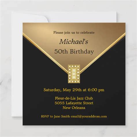 Elegant Gold Black 50th Birthday Party Invitations Zazzle