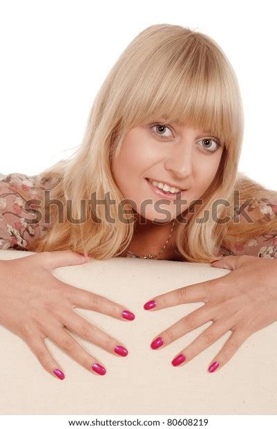 Cute Blonde Posing On White Background Stock Photo 80608219 Shutterstock