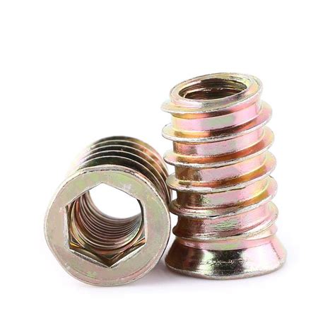 Pcs Threaded Insert Nuts Zinc Plated Carbon Steel Hex Socket