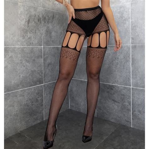 Collants en résille P Femme Lingerie sexy Taille unique Polyester et Spandex