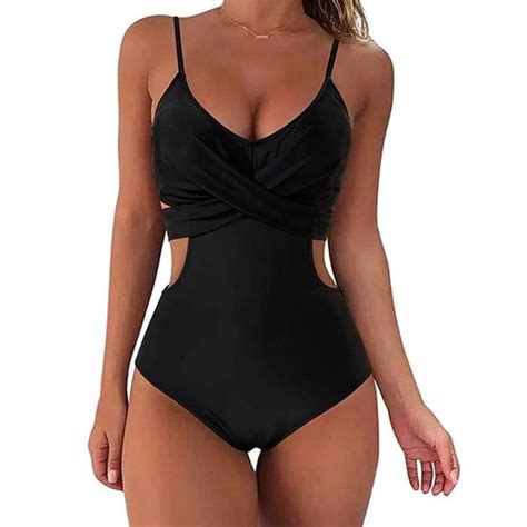 Ensemble De Maillot De Bain Une Pi Ce Sexy Bikini Dos Nu Pour Femme Noir A Noir Cdiscount