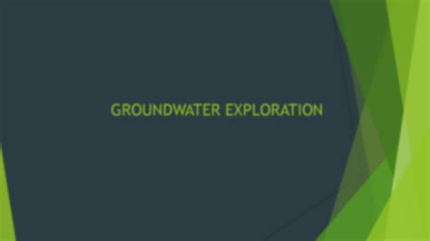 Solution Groundwater Exploration Studypool