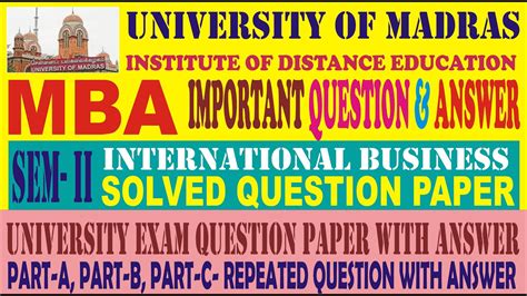 SEM 2 INTERNATIONAL BUSINESS PAPER UNIVERSITY OF MADRAS DD MBA QUESTION