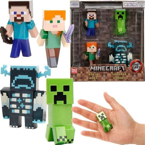 Minecraft Set de figurines en métal Steve Alex Creeper Warden 6 cm