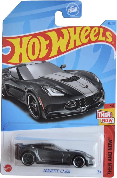 Amazon Hot Wheels Corvette C7 Z06 Then And Now 1 10 Gray 193 250 Toys Games