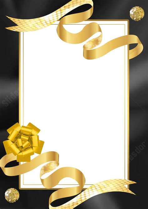 Black And Gold Ribbon Border Invitation Stationery Page Border Background Word Template And ...