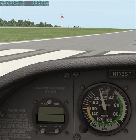 Default Cessna 172 indicating negative airspeed on the Airspeed ...