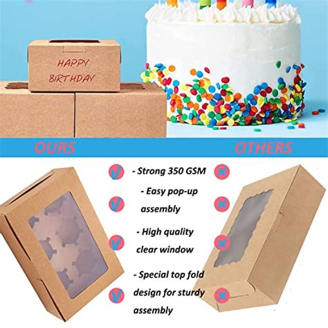 Oamceg Pcs Cupcake Boxes With Window Insert X X Inch Kraft