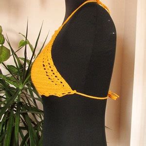 Festival Crochet Halter Top Yellow Top Open Back Sexy Halter Top Bohemian Bikini Top