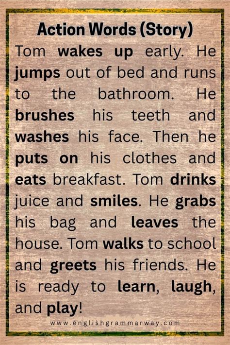 action words     easy sentences