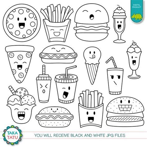 Veja alguns desenhos para colorir de comidinhas Kawaii. Tem desenho de ...