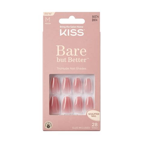 Pack KISS Bare But Better Press On Nails Nude Nude Beige Medium Coffin Count