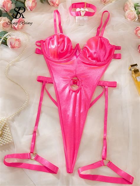 Singreiny Love Backless Sexy Bodysuit Female Senior Solid Sexuality Lingerie Shapewear