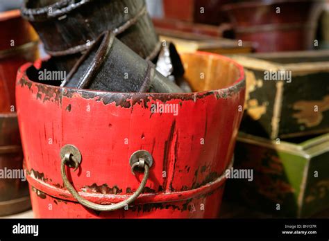 Stacks Of Colorful Buckets Stock Photo Alamy