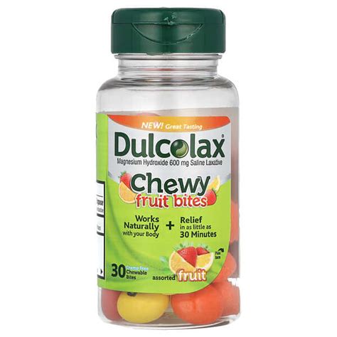 Dulcolax, Chewy Fruit Bites, Assorted Fruit , 30 Chewable Bites