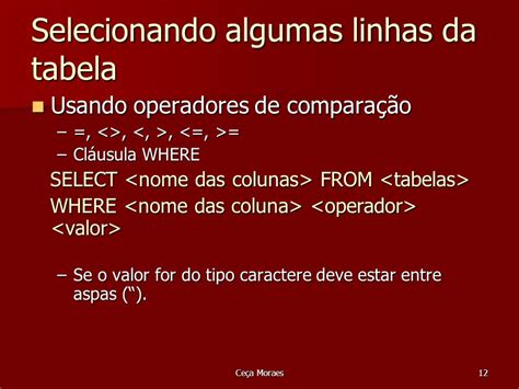 O Que É A Clausula Where Em Banco De Dados - Banco de Dados SQL 2 Profa. Ceça. - ppt carregar