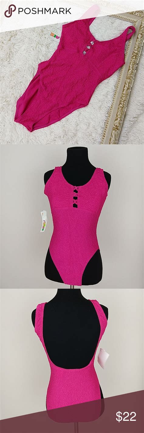 Vintage 80s NWT Hot Pink One Piece Swimsuit Hot Pink Swimsuit Vintage Swimsuits Pink One Piece