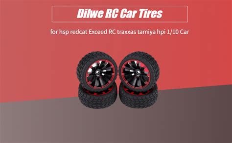 Dilwe Rc Car Tires Pcs Rubber Tyres Racing Off Road Vehicle Wheel