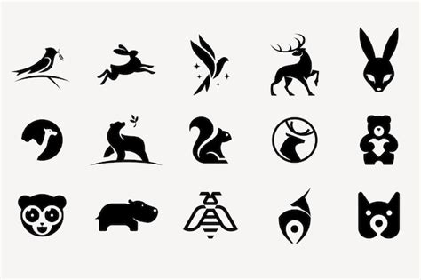 Diseño De Vector De Conjunto De Logotipo De Animal Vector Premium
