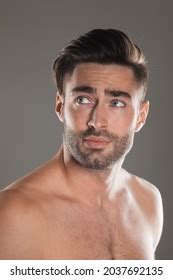 Portrait Handsome Naked Man On Gray Stock Photo Shutterstock