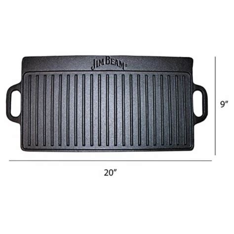 Jim Beam Pre Seasoned Heavy Duty Double Sided Cast Iron Griddle Pan