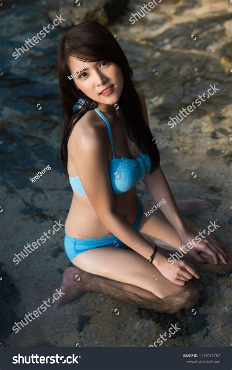 Asian Sexy Woman Blue Bikini On Stock Photo Shutterstock
