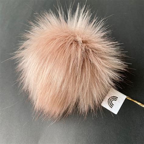 Dusty Rose Faux Fur Pom Pom Rainbow Rows Knitting