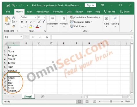 Pick from drop-down menu in Excel and Alt+Down arrow in Excel
