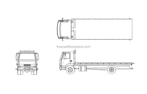 Flatbed Tow Truck Free CAD Drawings